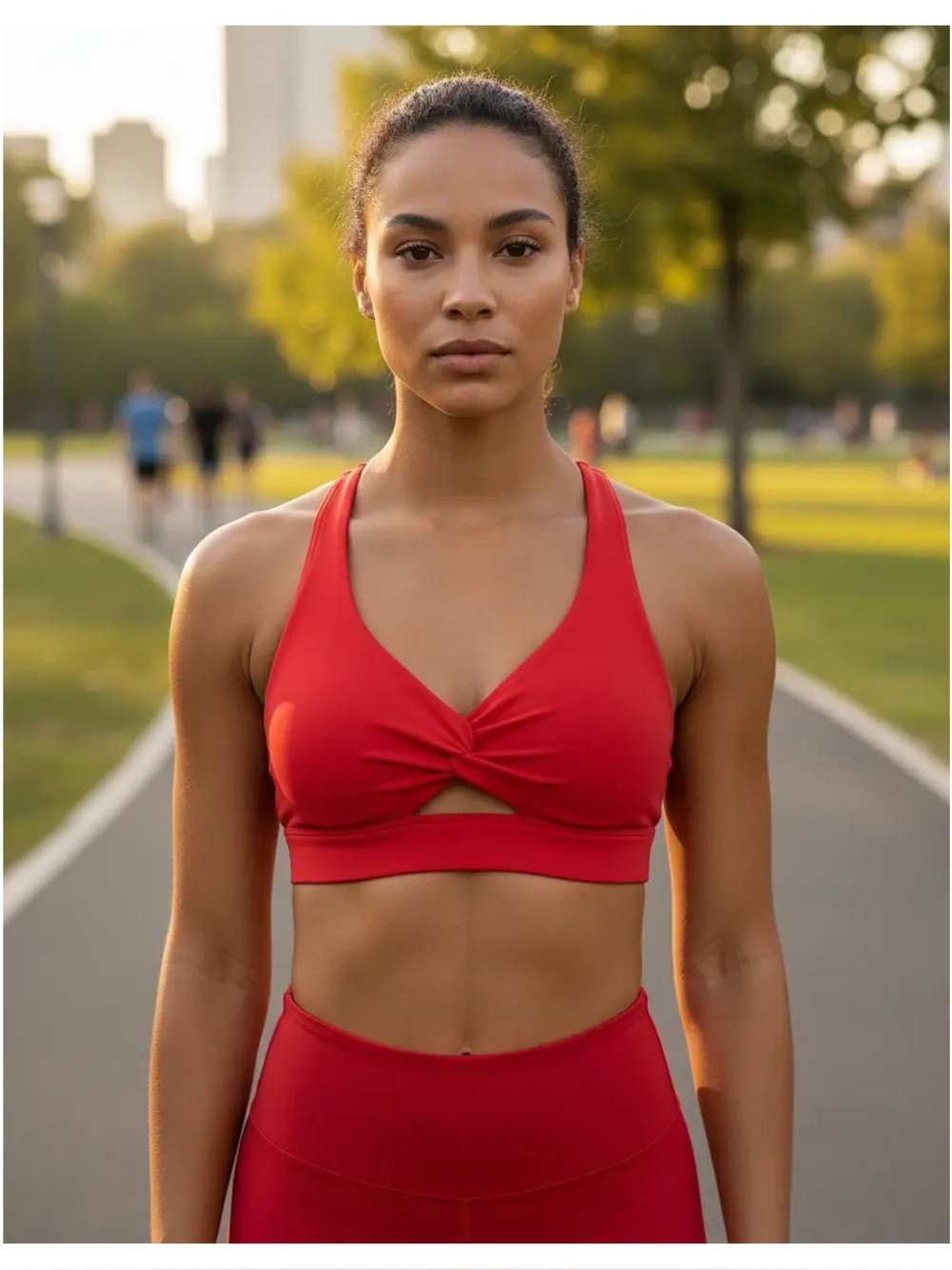 Pink Victoria’s Secret red racerback sports bra twist front